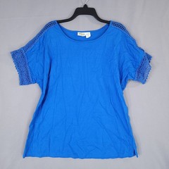 Collections Etc Women’s Pullover Shirt Short Sleeve Blue Size XL