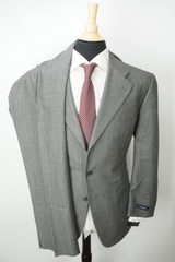 Burberry London Gray Nailhead Wool 2 Pc Suit Jacket Pants 44S BRAND NEW