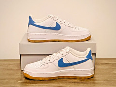 Nike Air Force 1 White/Blue Beyond/Gum – Size 5.5 Youth / 7 Women