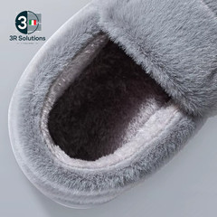 Men’s Winter Slippers Solid Color Wrap Heels Plush Slippers A