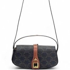 Celine Mini Tabou Dark Brown Tan Triomphe Calfskin (zz062826r1r)