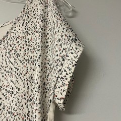 Simply Styled Womens Medium Cold Shoulder High Low Print Cream Short Sleeve Top