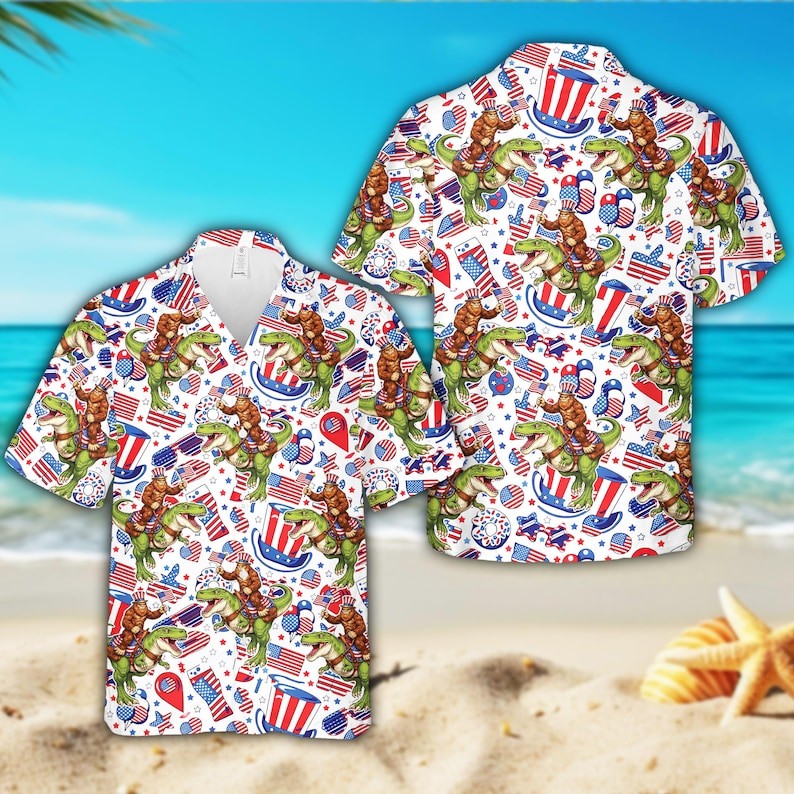 250 Years Of Freedom America Hawaiian Shirt, Bigfoot USA 4th July