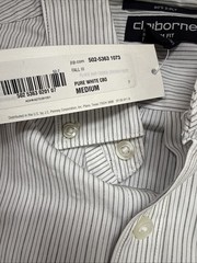 Claiborne Mens *NEW* Medium SlimFit Shirt White/black Stripe