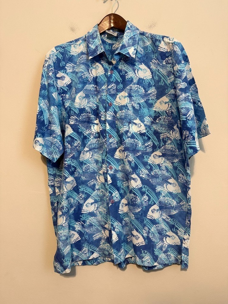 Vintage ☀️ Rum Reggae Shirt Mens XL Blue Hawaiian Aloha Short Sleeve