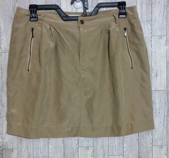 Banana Republic Skirt Silk Blend Mini Zip Pockets Beige Size 14