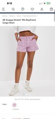 American Eagle 90s Boyfriend Cargo Shorts Purple Stretch Sz 000 NWT Preppy