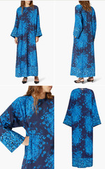 VALENTINO GARAVANI SILK Caftan Maxi Dress Delft Floral Print Kleid Maxikleid M