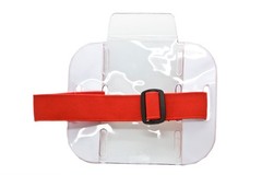 High Quality Reflective Arm Band Photo ID Badge Holder Vertical w/ Elastic Band