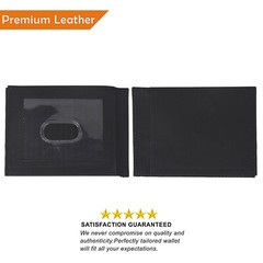 Leatherboss Genuine Leather Outside ID Slot Credit Card Men Bifold Wallet, Black