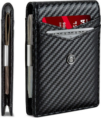 Slim Wallets for Men. Minimalist Bifold Wallet with Money Clip & ID Window. RFID
