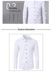 Mens Dress Shirts Formal Business Long Sleeves Non Iron Elastic Casual Shirts