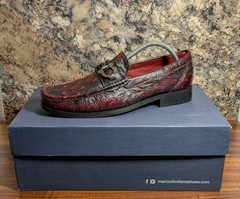 Marco Di Milano Ferrioni Ostrich Bit Loafer Black Cherry Mens Size 8