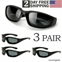 3 Pairs Chopper Padded Foam Wind Resistant Sunglasses Motorcycle Riding Glasses