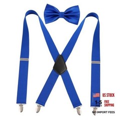 Men’s 1.37 inch Suspender and Pre-tied Bow Tie Set Royal Blue