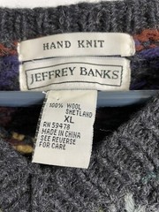 Jeffrey Banks Mens XL 100% Shetland Wool Hand Knitted Sweater