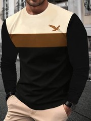 New Men Long Sleeve Fashionable Casual O-Neck T Shirt Breathable Daily Wear Top