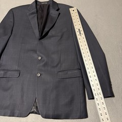 Ralph Lauren Blazer 44R Navy Blue Windowpane Wool Jacket Sport Coat 2 Button