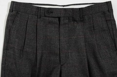 41R 40R Vintage 90s Double-Breasted Gray Overcheck 2-Piece Suit Trousers Jacket