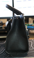 ALDO Black Satchel Top Handle Bag Zip Closure Gold Hardware Detachable Strap