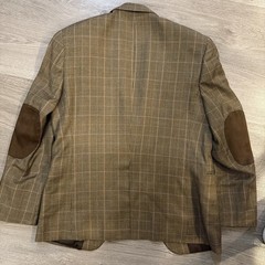 Ralph Lauren Blazer Men 38S Elbow Patch Silk Wool Cashmere Windowpane Sport Coat