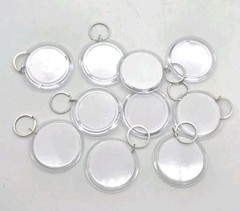 Picture Frame Keychain Clear Acrylic 2.75″ Round Photo Holder Keyring Lot Of 10