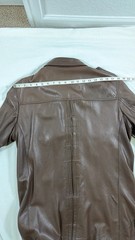 Vintage Brown Real Leather Military Shirt JacketEpaulettes Multi Pocket