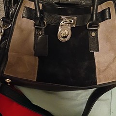MICHAEL Michael Kors Medium Colorblock Satchel Black/Brown Detachable Strap