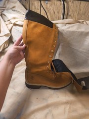 Timberland Waterproof Knee High Lace-Up Riding Boots 3752R Tan Black 5.5