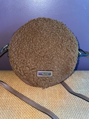 ALDO Brown Bear Face Round Crossbody Bag with Crossbody Strap, Zip Closure