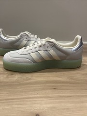 ADIDAS ORIGINALS WOMEN’S’s SAMBA GREY SILVER/WHITE/GREEN GUM SIZE: 8