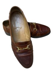 Johnston & Murphy Cellini Mens 9.5 M Tan Brown Leather Bit Loafers Made In Italy