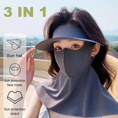 Sun Visor Face Mask Set Ice Silk Breathable Full Coverage Sun Protection Kit