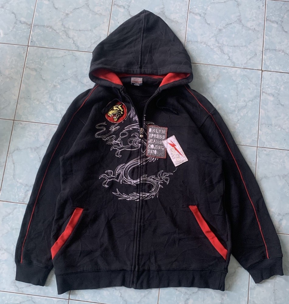 Brooklyn xpress Hoodie embroidered Dragon Size XXL Black Vintage Jesse Pinkman