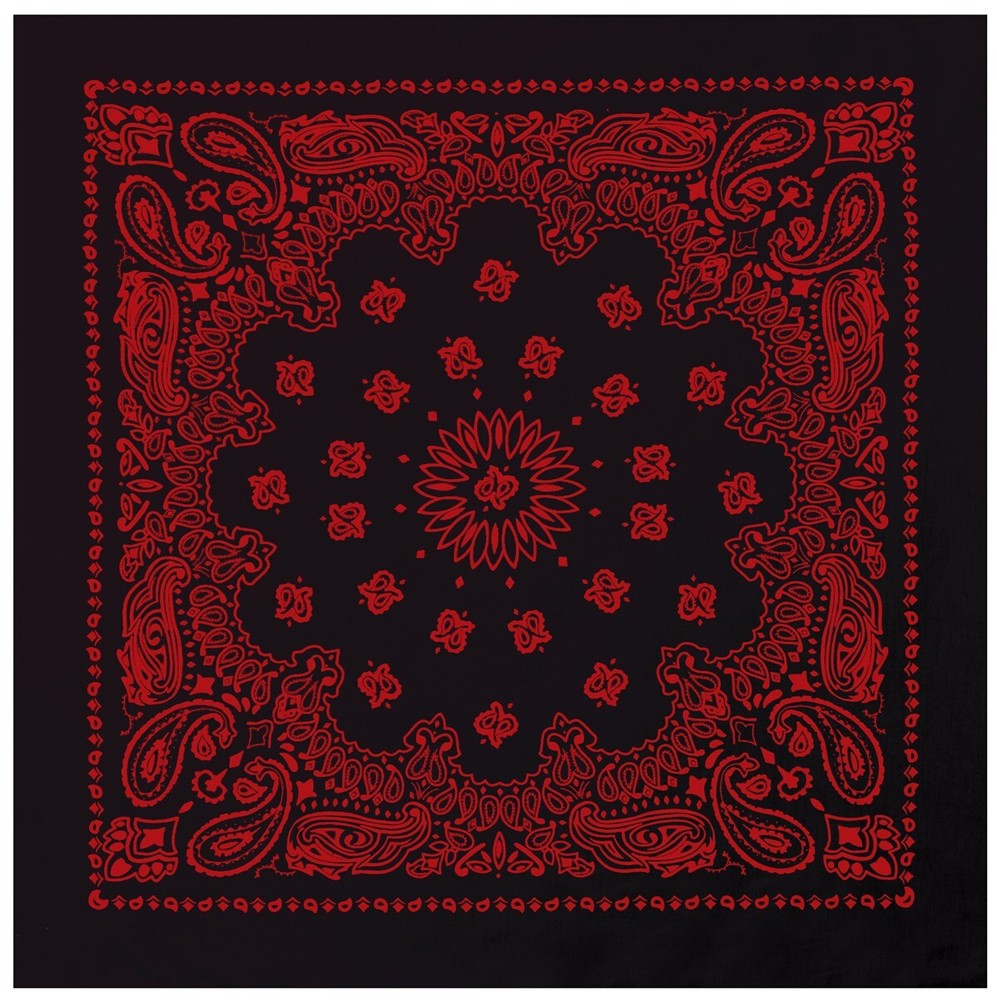 Rothco Jumbo Trainmen Paisley Bandana Cotton Black Red Headwrap FaceCover 27X27