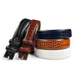 Italian Calfskin Leather Dress Belt Strap with Snaps 1-1/8″ tapers to 1″ Buckle