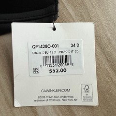 Calvin Klein 34D Push Up Plunge Bra Black Underwire Convertible Straps $52 NEW