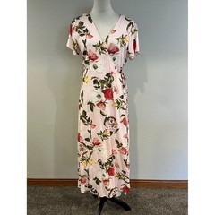 Forever 21 Pink Floral Wrap-Style Maxi Dress size large