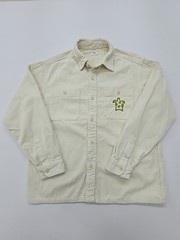 Uniqlo Men Light Beige Corduroy Shirt Jacket Size S Button-Up Pockets