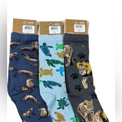 3 pair of TCK Lions, Sea Lions and Turtle Crew Socks NWT Size M