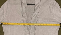 Ghost London Cardigan Size L Grey Linen Blend Open Front Drape Longline Knit