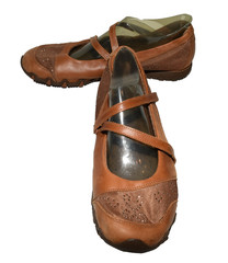 Skechers Brown Leather Small Studded Mesh Mary Jane Comfort Shoes Womens 9.5M