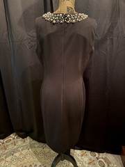 New Directions Black Round Neck Sleeveless Sheath Beaded Knee Dress Size 14