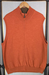 BROOKS BROTHERS Size XL Mens Italian Merino Wool Full Zip Vest Burnt Orange