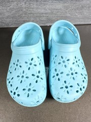 Crocs Kids’ Classic Floral Cut Out Clogs Aquamarine #210943-4PD