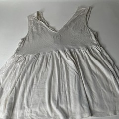 Mudd Women’s L White Babydoll Tank V-Neck Sleeveless Lace Trim Rayon Blend