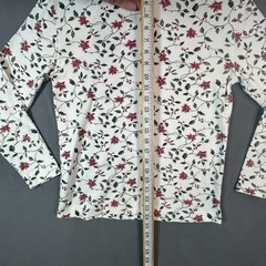 Vintage Blair Shirt S Christmas Holiday Print Mock Neck Grandmacore Floral Print