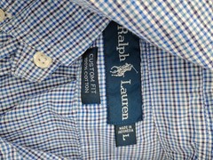 Ralph Lauren Custom Fit Plaid Shirt Mens Sz L Button Down Blue Vintage