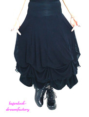 MYO Lagenlook Dream Clouds Tie Balloon Skirt MESH & Jersey Black 42 44 46 48