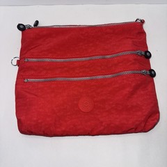 Kipling Alvar Bag Purse Red W/gray Polka Dot Lined Zip Multipurpose Compartments